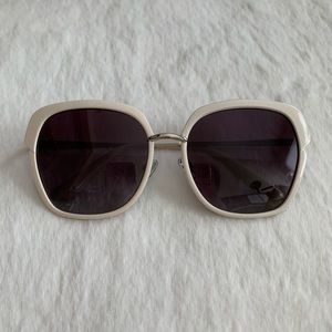 Oversized White Sunglasses W/ Case